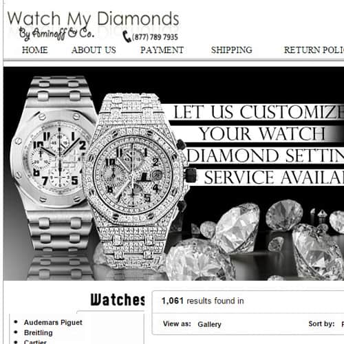 Watch My Diamonds - eBay store front design