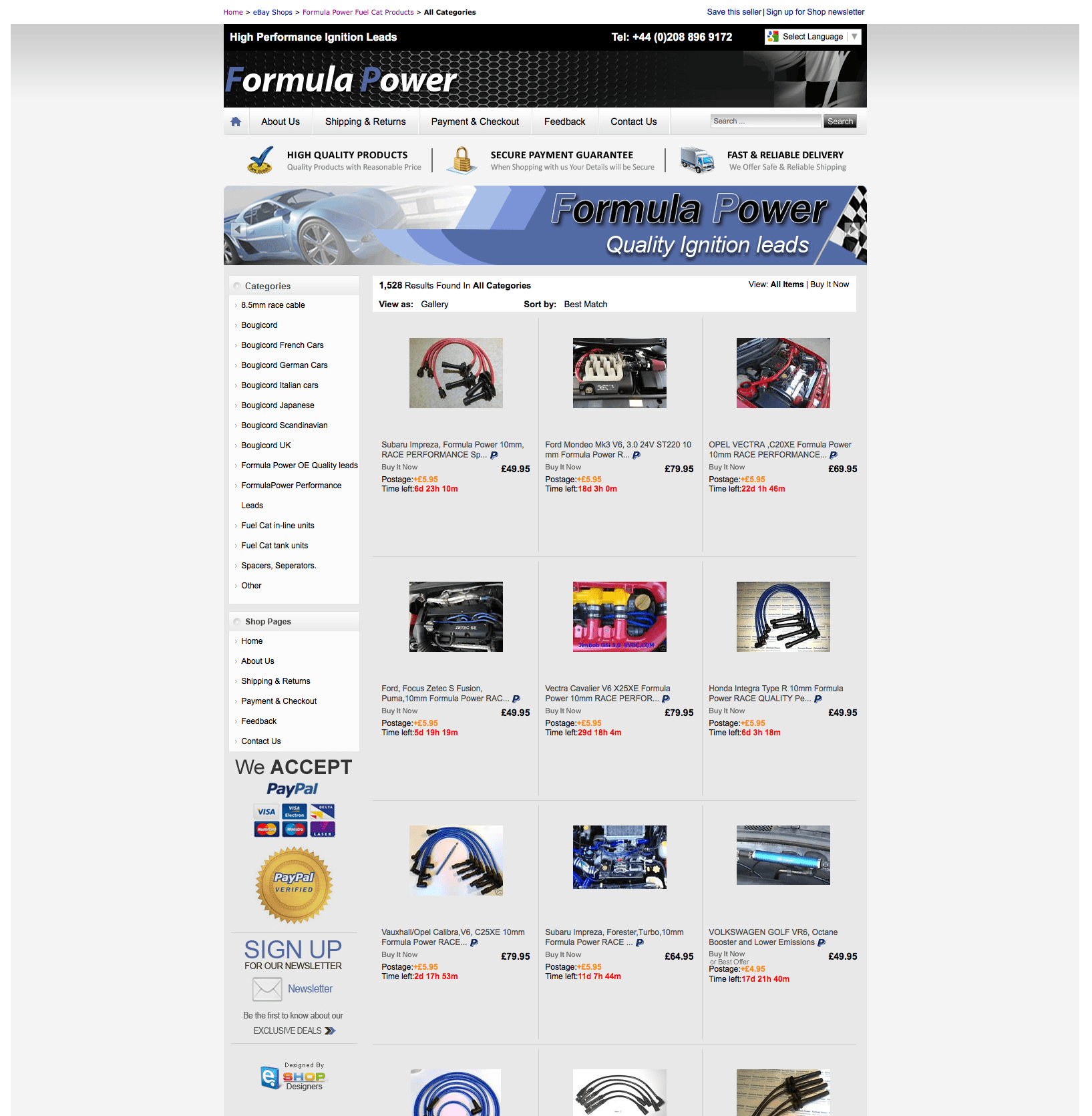 Formula Power Fuel Cat Products – eBay store front design