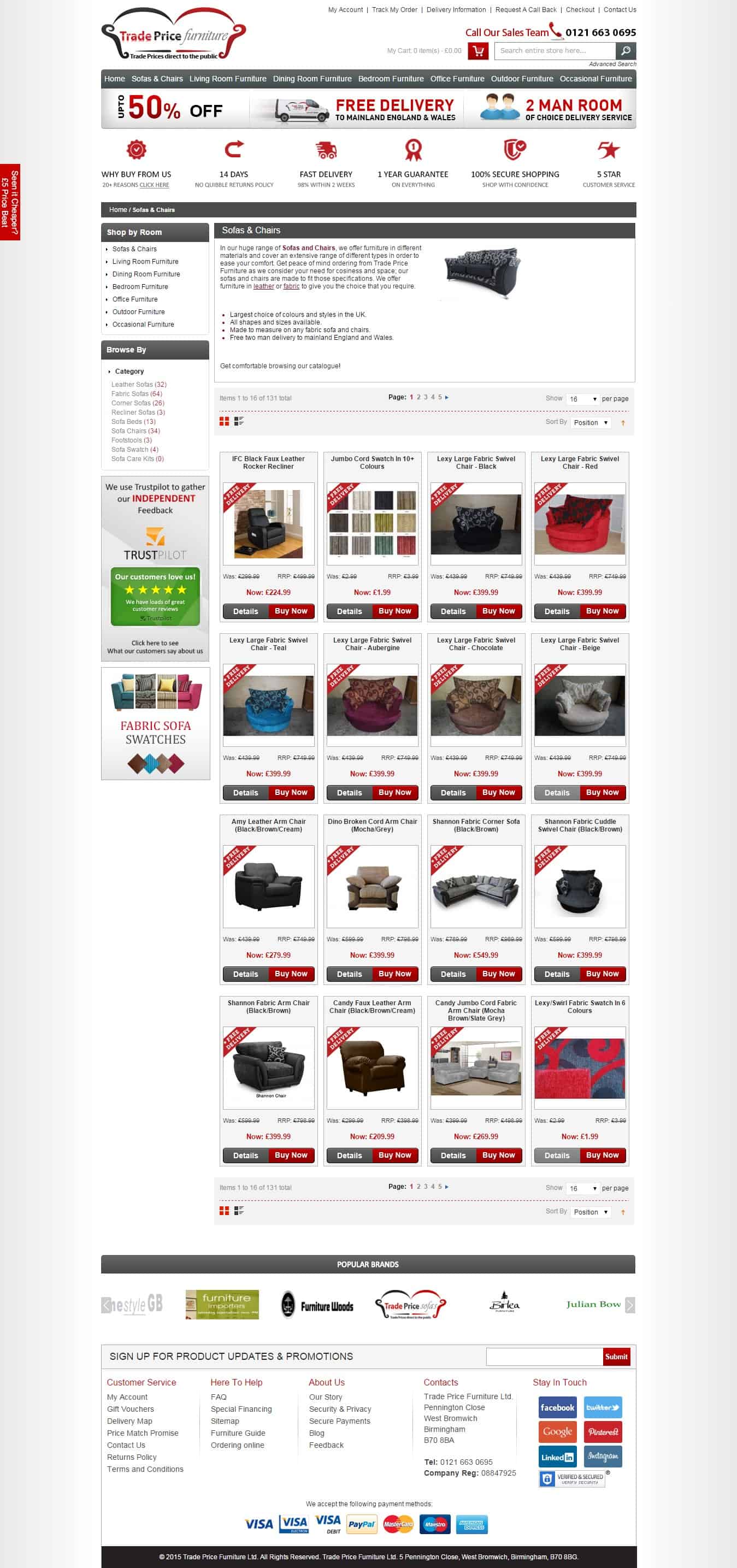 Trade Price Furniture -Magento Based eCommerce Website - Category Page