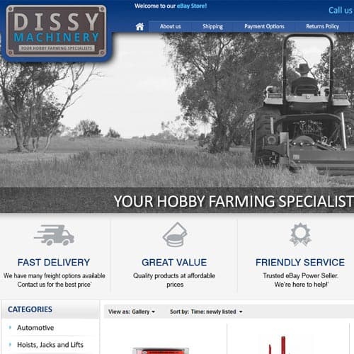Dissy Machinery - eBay store front design