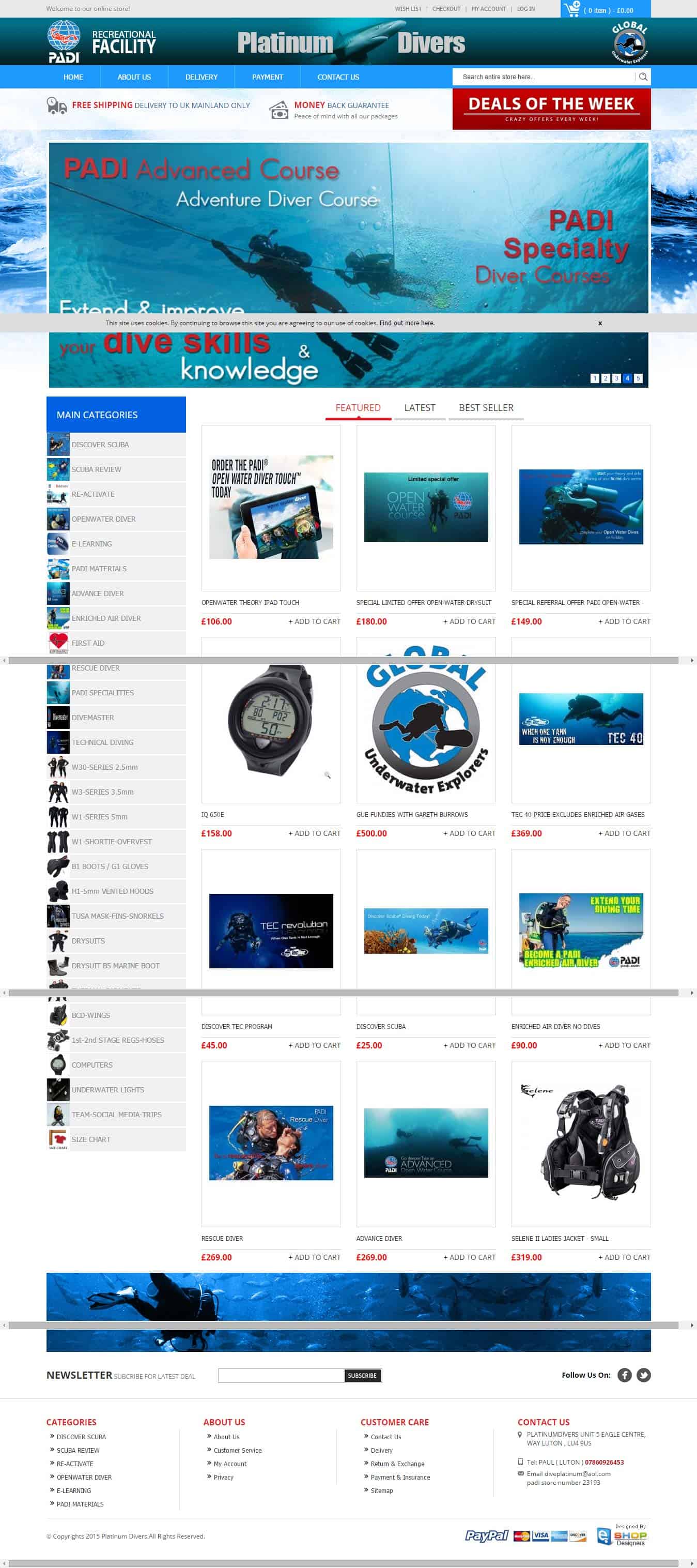 Learn 2 Scubadive eCommerce Website Design