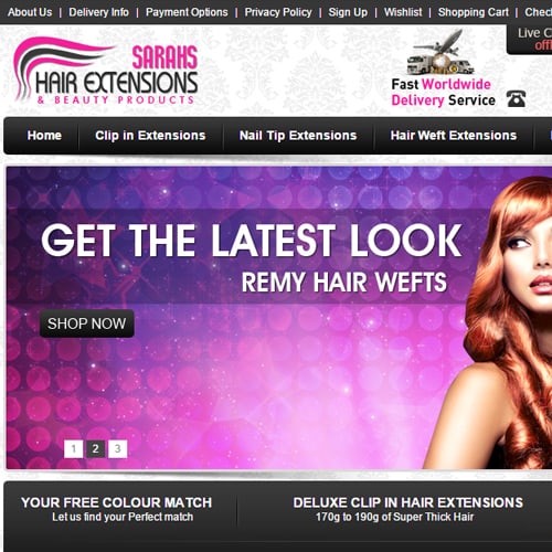 Sarahs Hair Extensions eCommerce Website Design