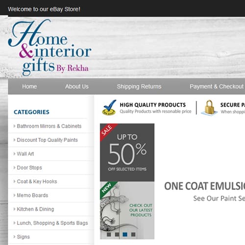 Home and Interior Gifts – eBay store front design