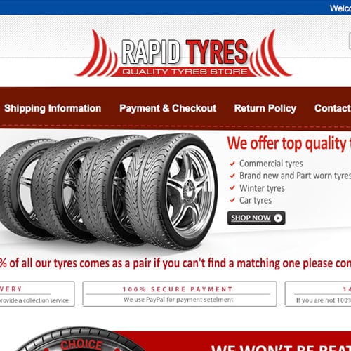 Rapid Tyres – eBay store front design