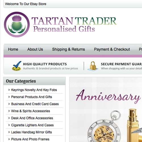 Tartan Trader Personalised Gifts – eBay store front design