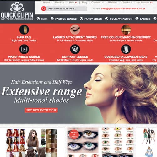Quickclipin - Magento Based eCommerce Website Homepage
